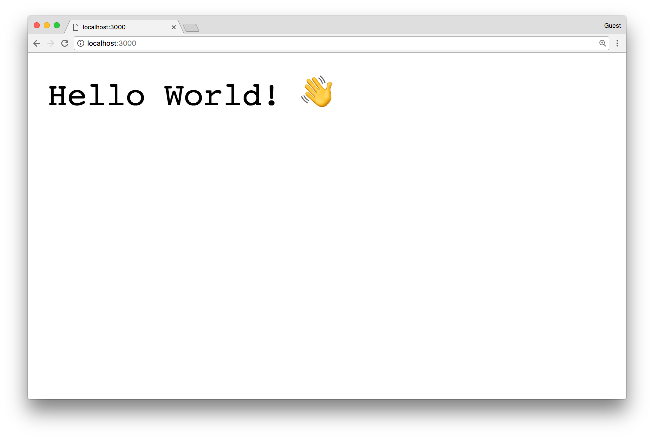 A browser page showing "Hello World! 👋"