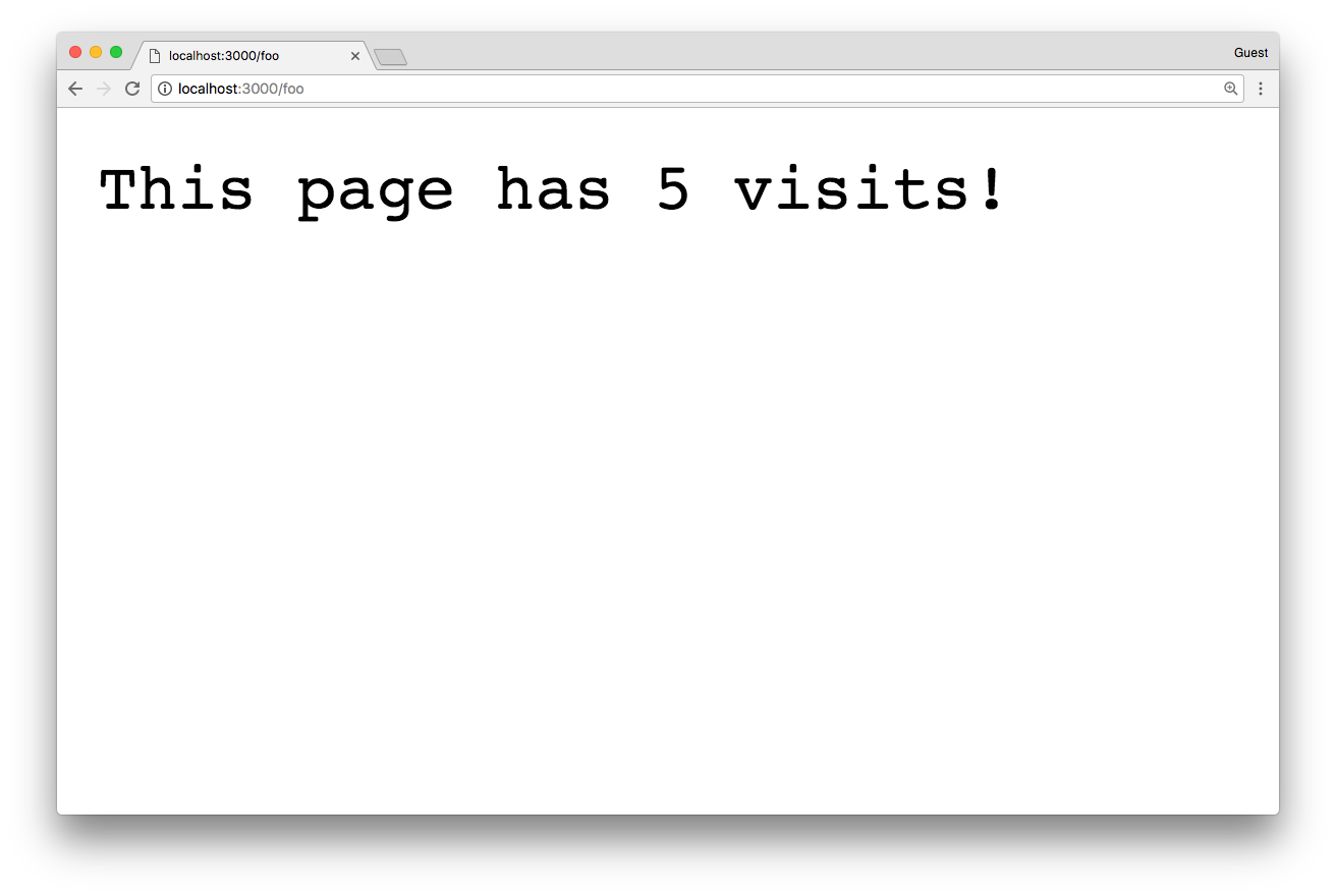 A webpage showing "This page has 5 visits!"